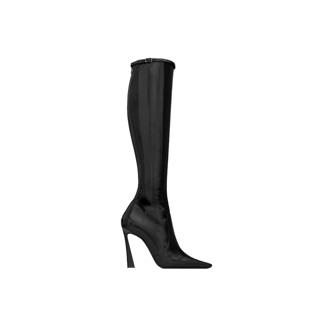 (W) 생로랑 저스티파이 부츠 샤이니 레더 블랙((W) Saint Laurent Justify Boots in Shiny Leather Black)