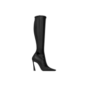 (W) Saint Laurent Justify Boots in Shiny Leather Black