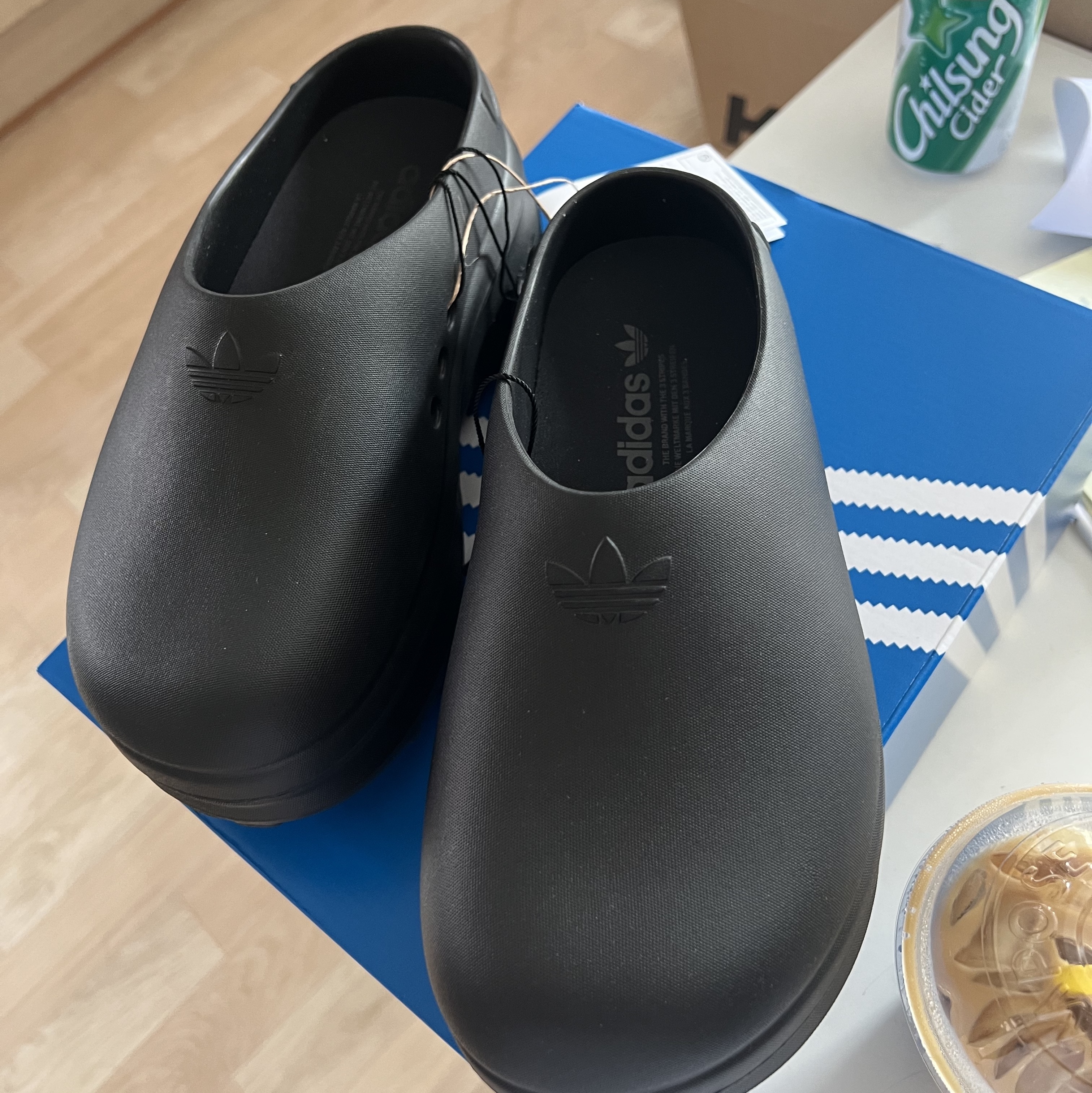 (W) Adidas Adifom Stan Smith Mule Core Black 착용 스타일 - 4