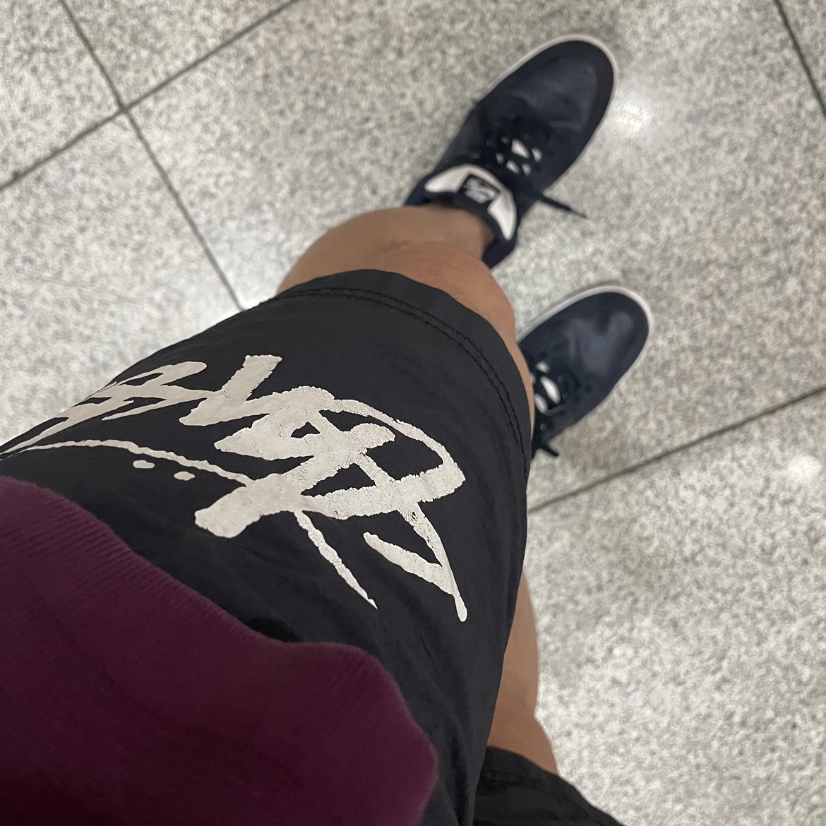 Nike x Stussy Water Shorts Off Noir, Nike SB Dunk Low Murasaki Ride Life 착용 스타일