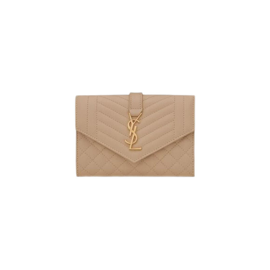 Saint Laurent Envelope Small Envelope Wallet in Mix Matelasse Grain De Poudre Embossed Leather Dark Beige 상세 이미지 1