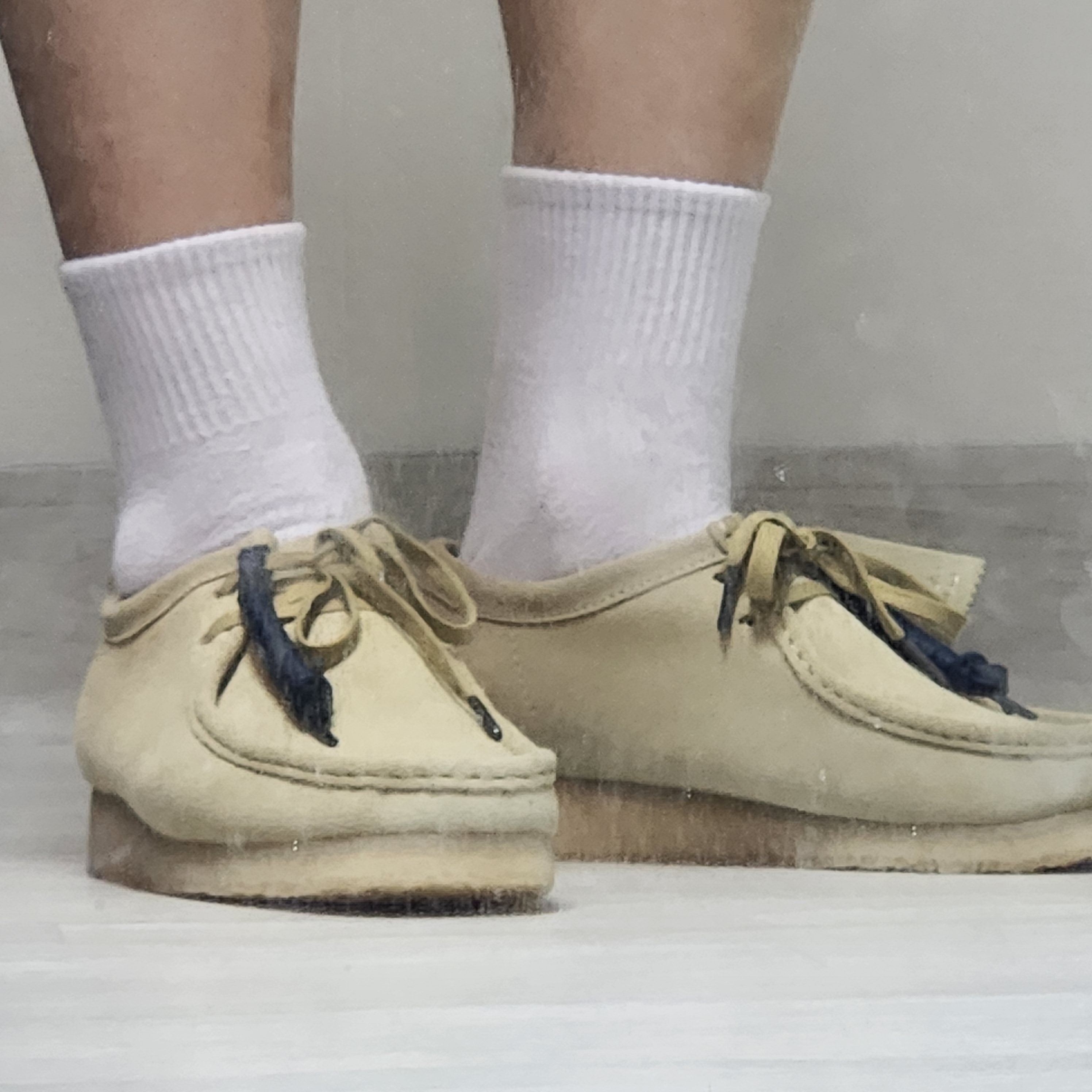 Clarks Wallabee Maple Suede 착용 스타일 - 2