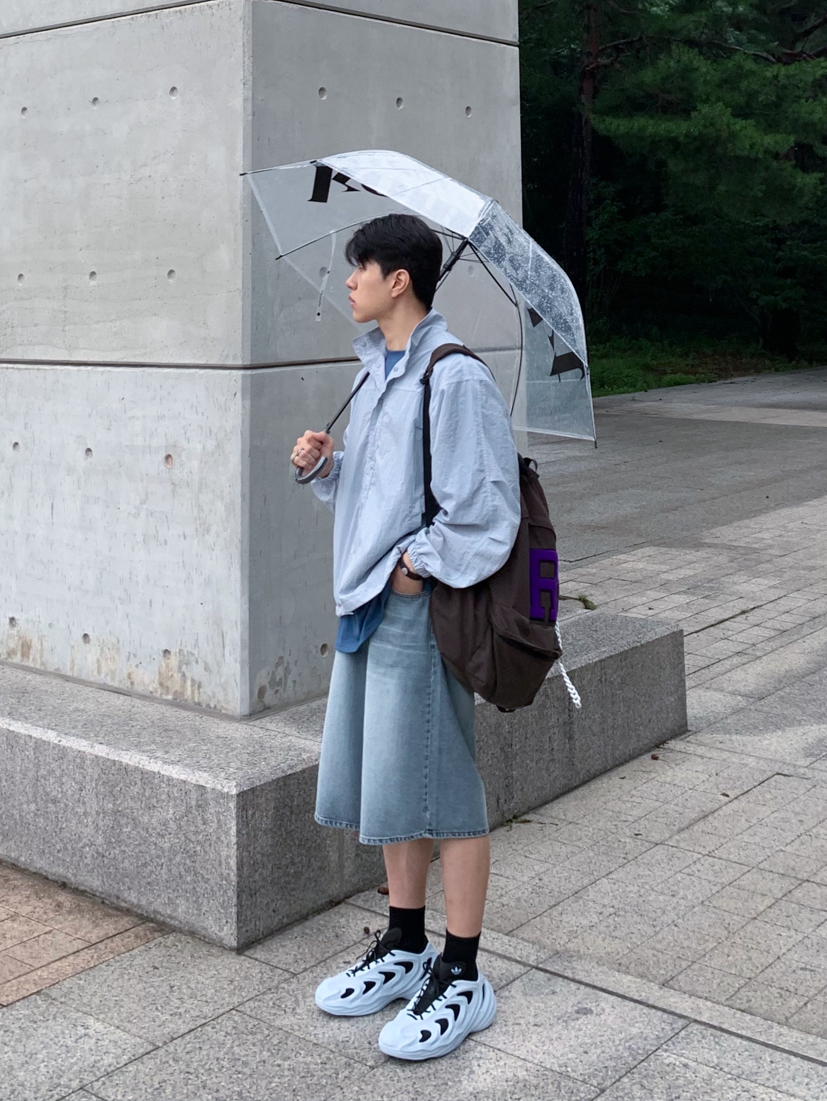 Adidas Adifom Q Halo Blue 착용 스타일 - 1