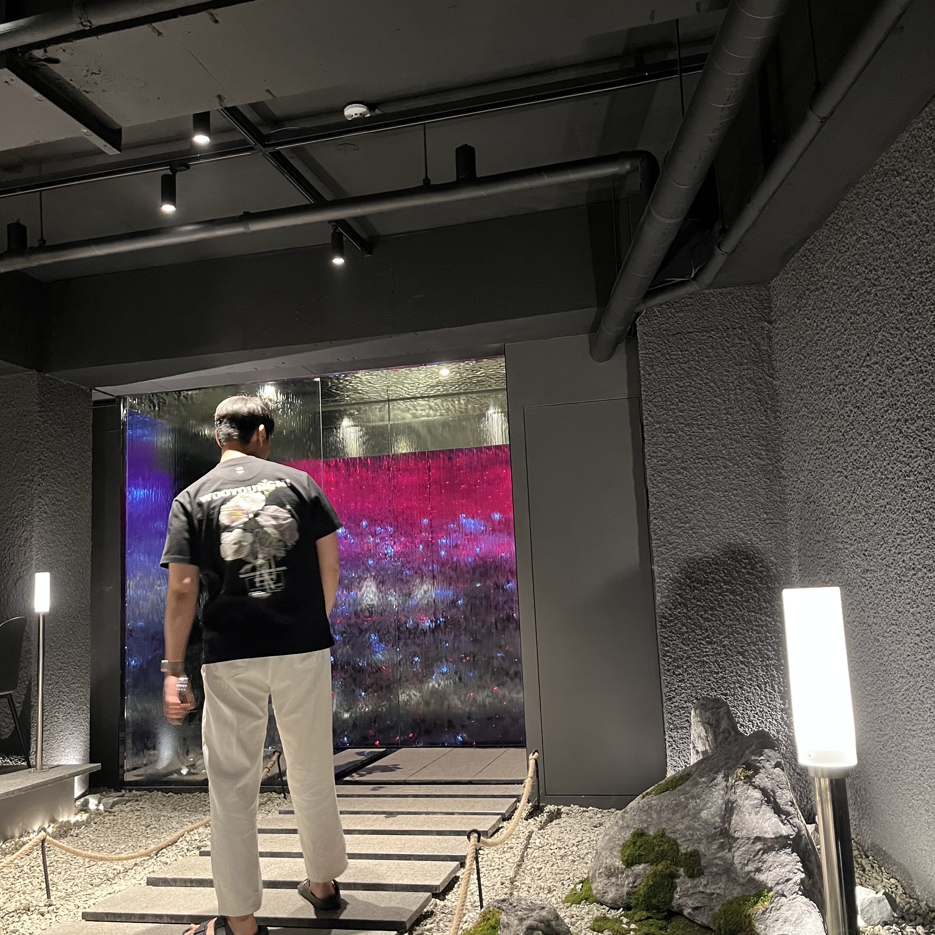 Wooyoungmi Flower Print Back Logo T-Shirt Black - 23FW 착용 스타일 - 1