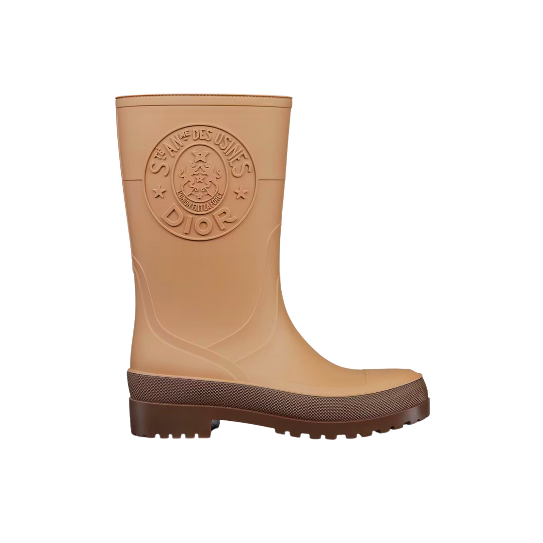 (W) Dior Rain Boot Beige Brown Two Tone Rubber Dior Union Motif 상세 이미지 1