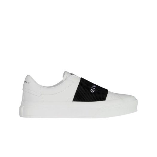 (W) Givenchy City Sport Sneakers in Leather with Givenchy Strap White Black