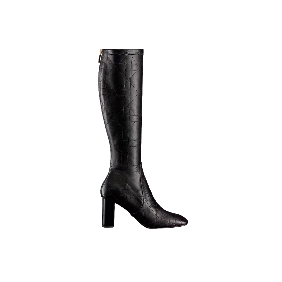 (W) Dior D Shadow Heeled Boot Black Leather Effect Stretch Material Macrocannage Motif 상세 이미지 1