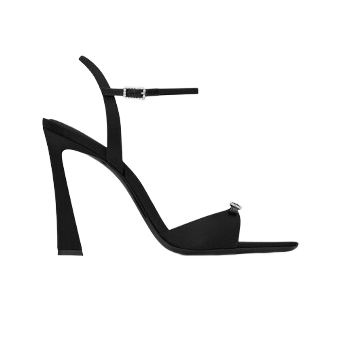 (W) 생로랑 베뉴 샌들 크레페 사틴 블랙((W) Saint Laurent Venue Sandals in Crepe Satin Black) - 1