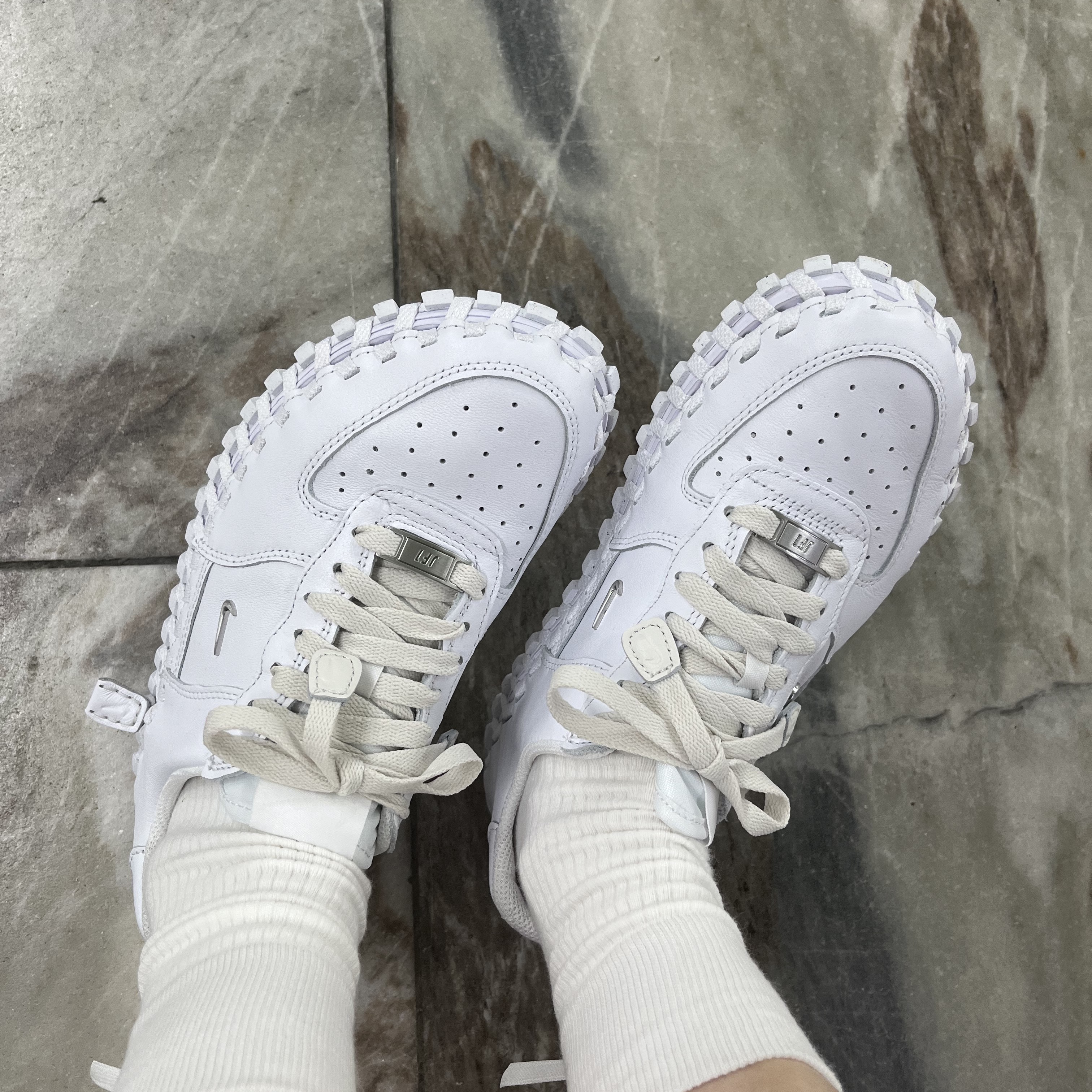 Nike x Jacquemus J Force 1 Low LX SP White 착용 스타일
