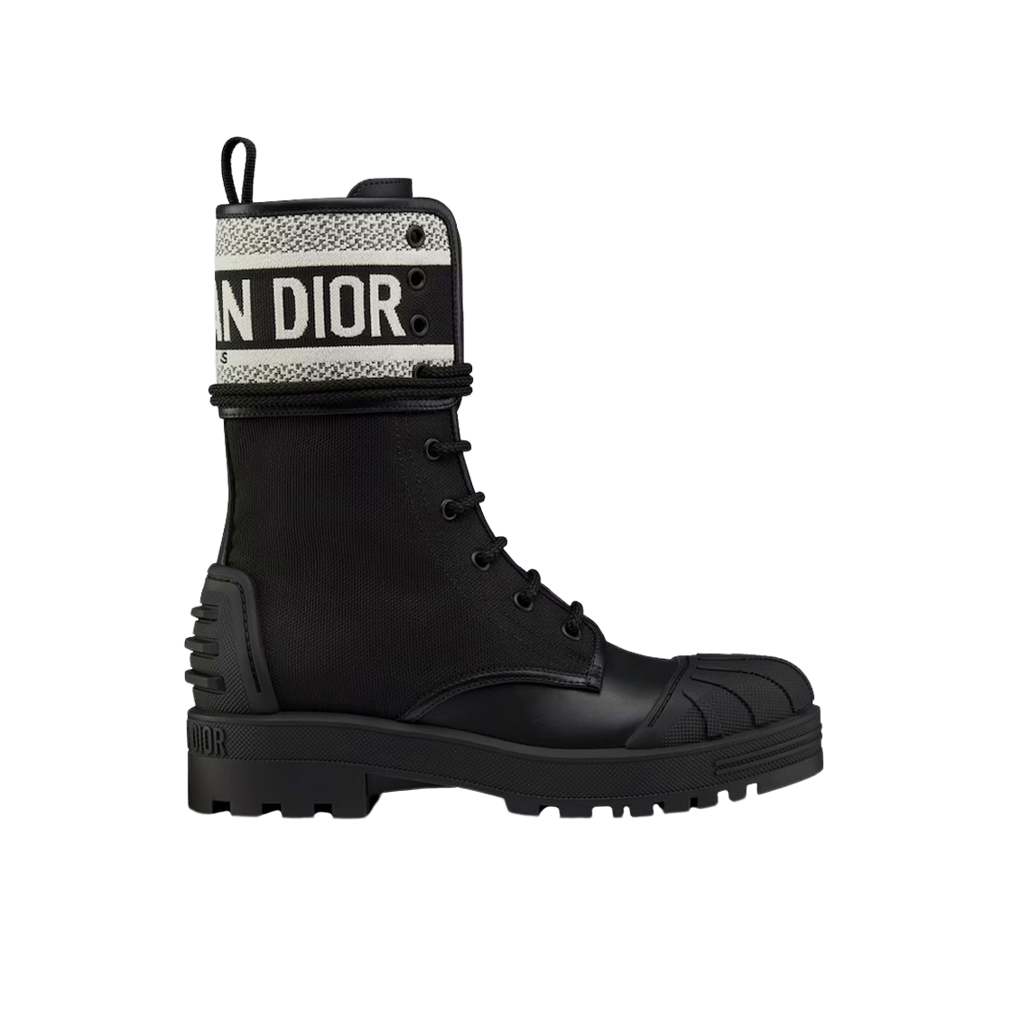(W) 디올 D 메이저 앵클 부츠 블랙 화이트 테크니컬 패브릭 블랙 카프스킨((W) Dior D Major Ankle Boot Black White Technical Fabric Black Calfskin) - 1