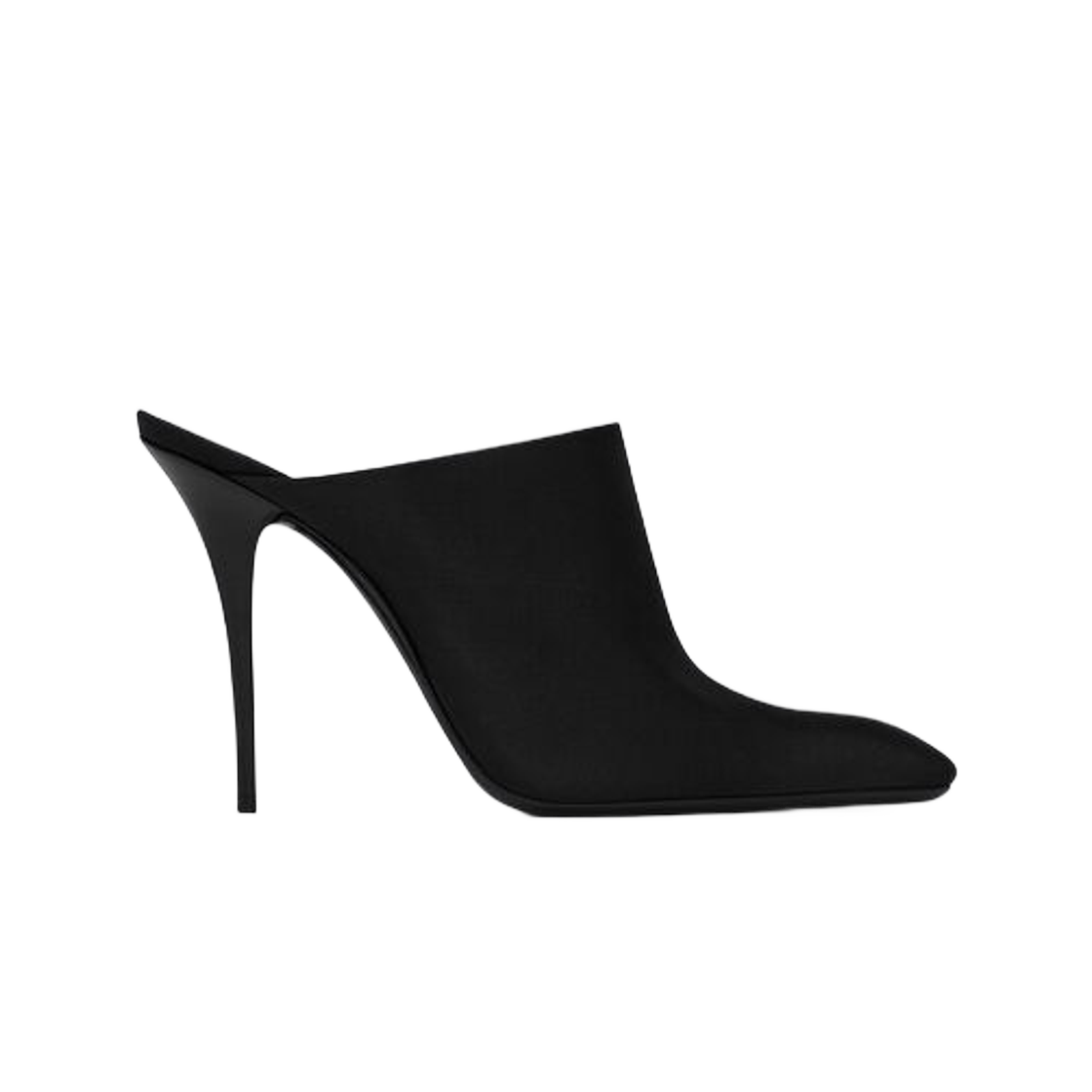 (W) 생로랑 애스코트 뮬 크레페 사틴 블랙((W) Saint Laurent Ascot Mules in Crepe Satin Black) - 1