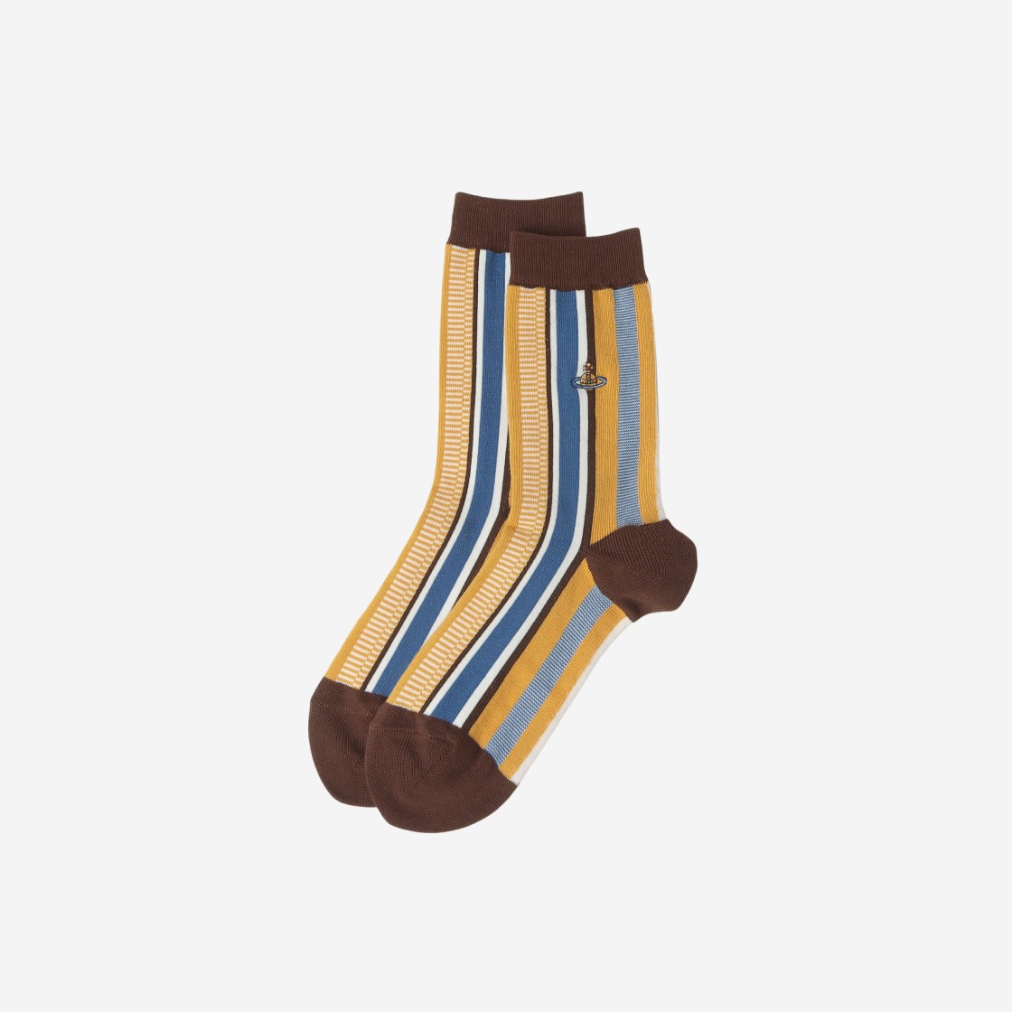 (W) Vivienne Westwood Multi Stripe Crew Socks Yellow 상세 이미지 1