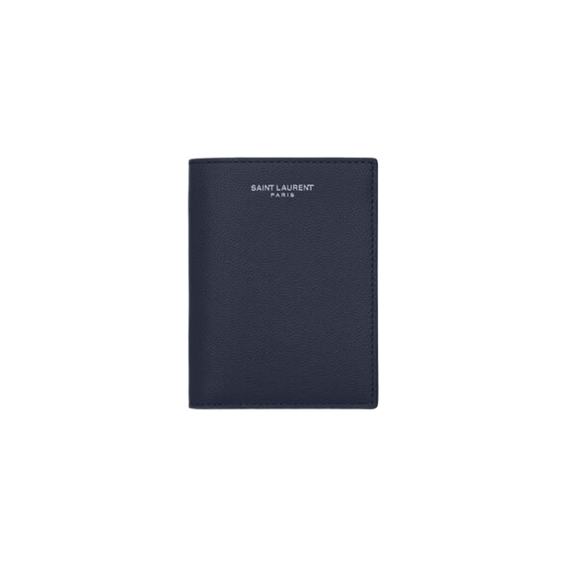 Saint Laurent Saint Laurent Paris Credit Card Wallet in Grain De Poudre Embossed Leather Midnight Blue 상세 이미지 1