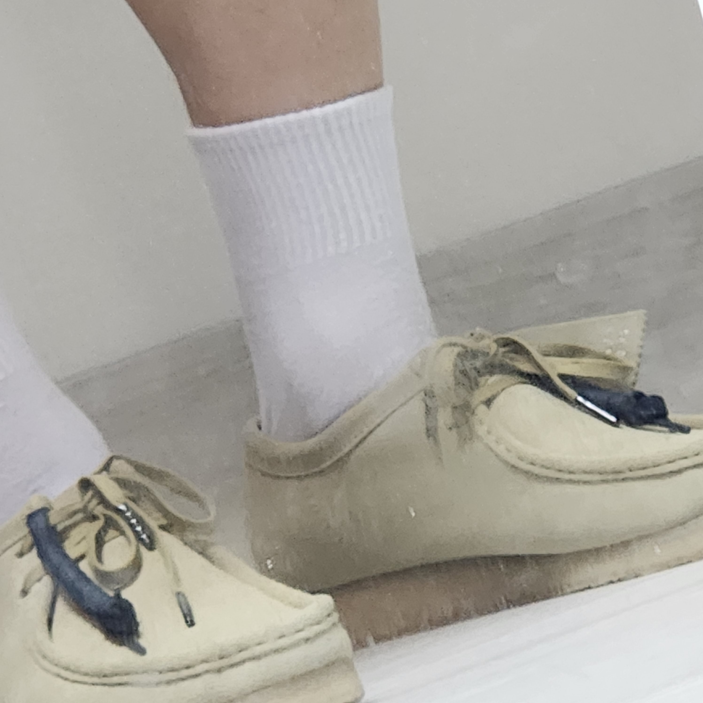 Clarks Wallabee Maple Suede 착용 스타일 - 3
