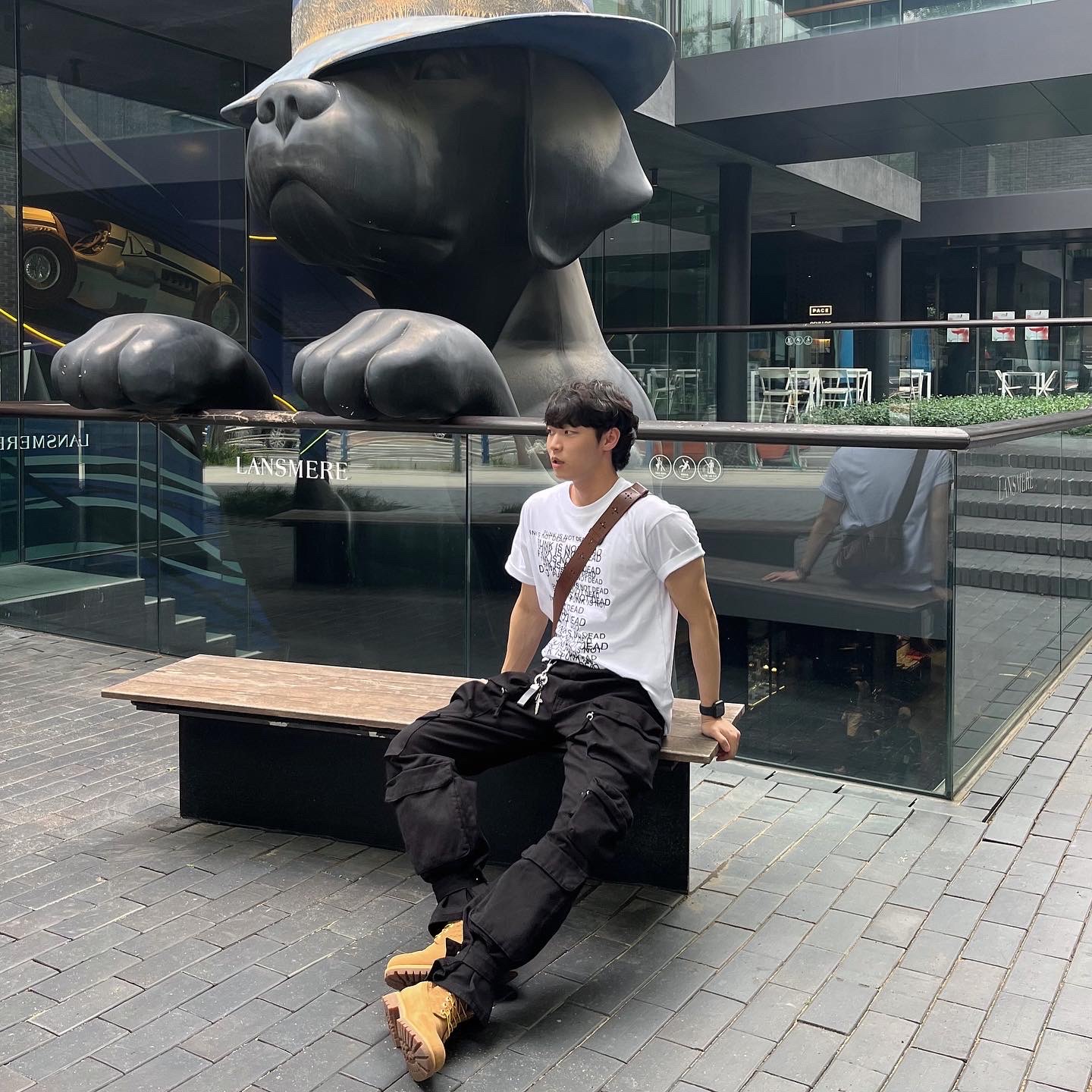 Zara Utility Pocket Pants Black 착용 스타일 - 2