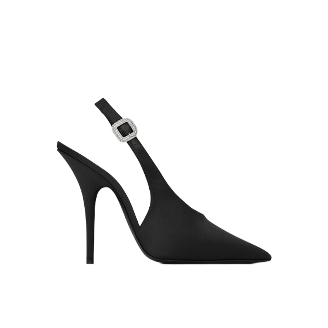 (W) Saint Laurent Yasmeen Slingback Pumps in Silk Satin Black 상세 이미지 1