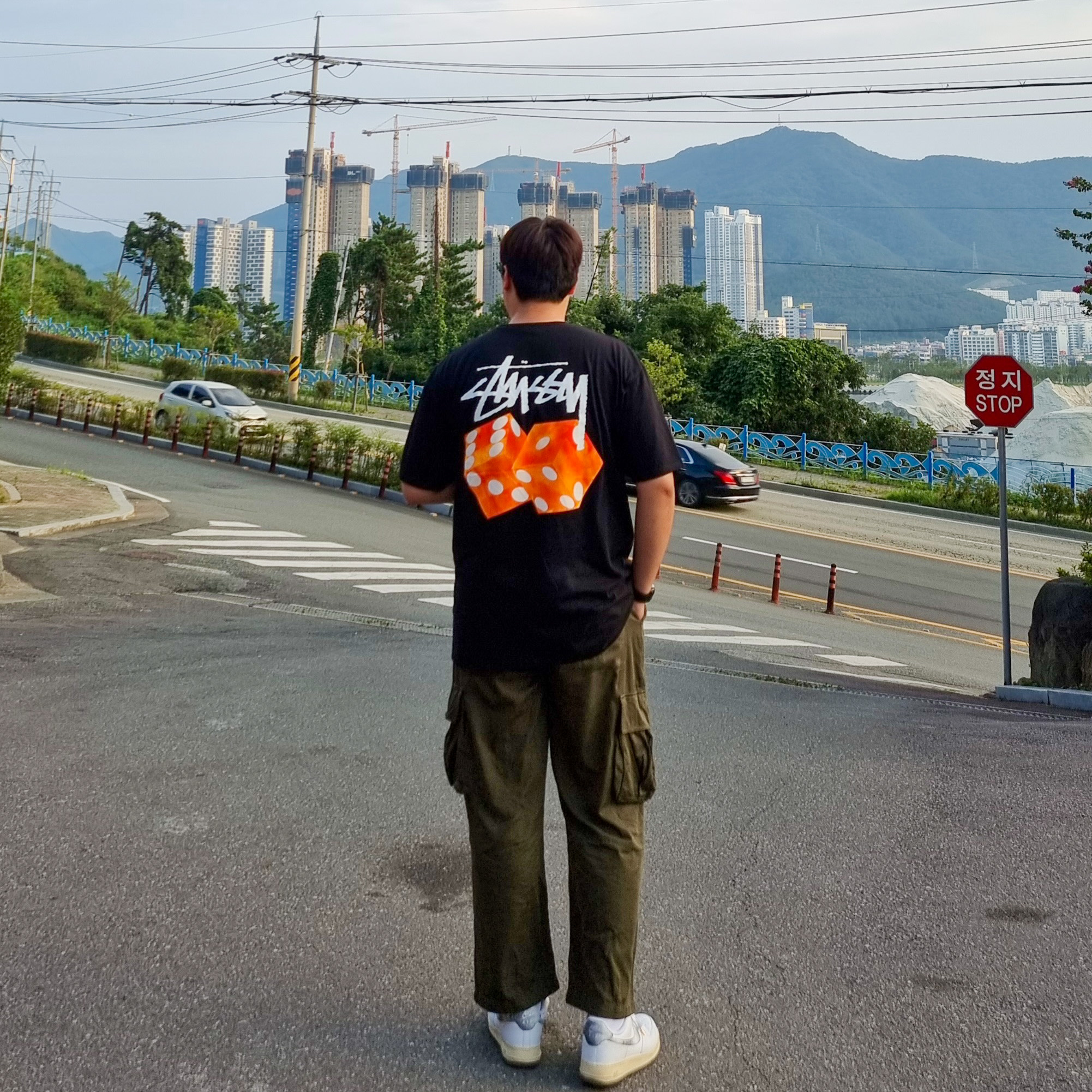 Stussy Diced Out T-Shirt Black 착용 스타일