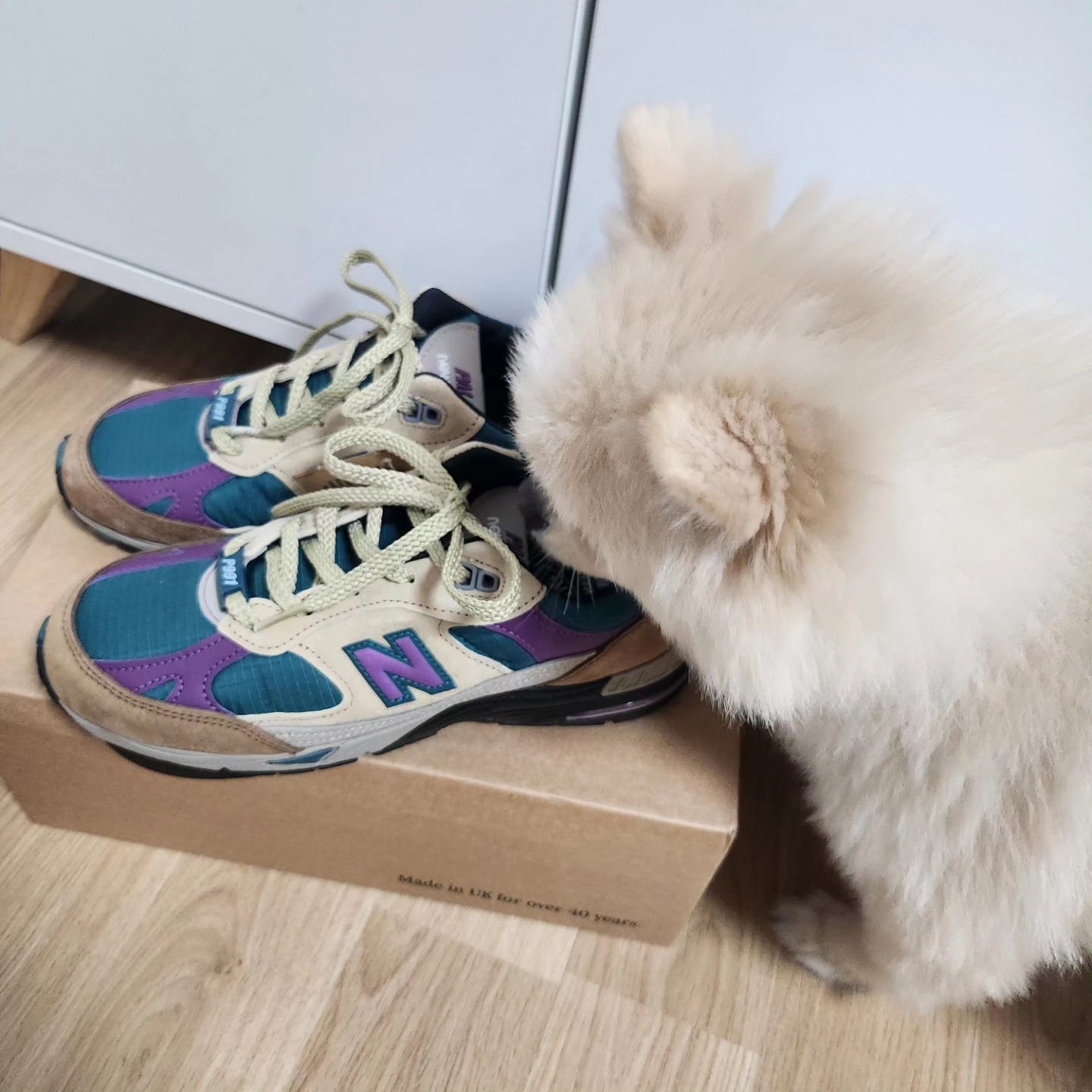(W) New Balance x Palace 991 Made in UK Taos Taupe Grape Juice 착용 스타일 - 2
