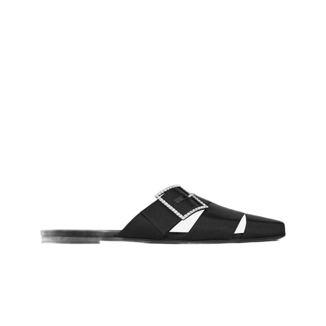 생로랑 자크 플랫 뮬 크레페 사틴 블랙(Saint Laurent Jacques Flat Mules in Crepe Satin Black) - 1