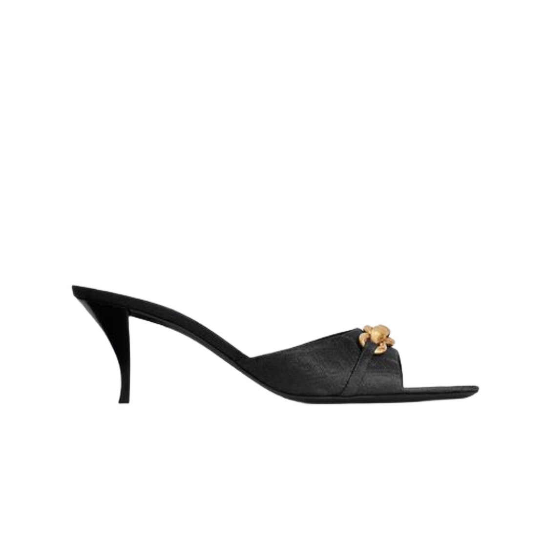 (W) 생로랑 르 메일론 뮬 카산드라 자카드 블랙((W) Saint Laurent Le Maillon Mules in Cassandre Jacquard Black) - 1