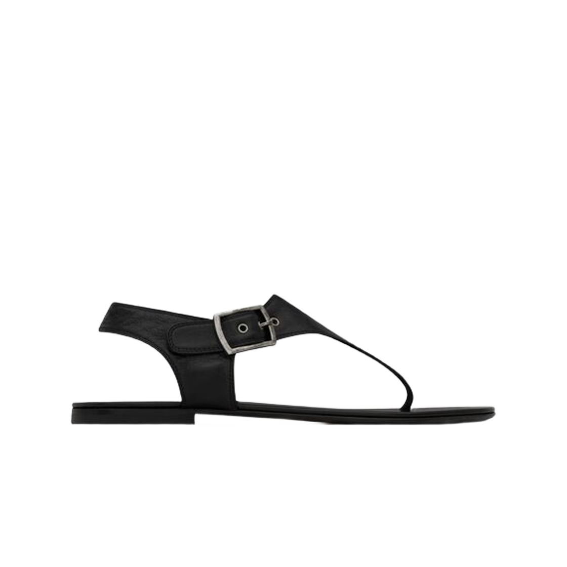 (W) 생로랑 갈렙 플랫 샌들 스무스 레더 블랙((W) Saint Laurent Caleb Flat Sandals in Smooth Leather Black) - 1