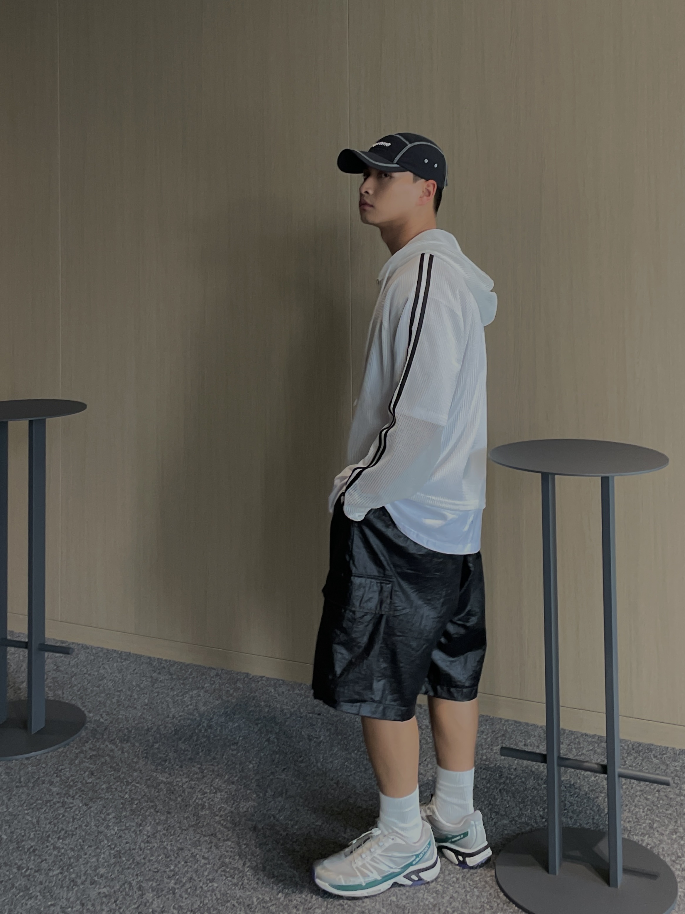 Supreme Reflective Stitch Camp Cap Black - 23SS 착용 스타일
