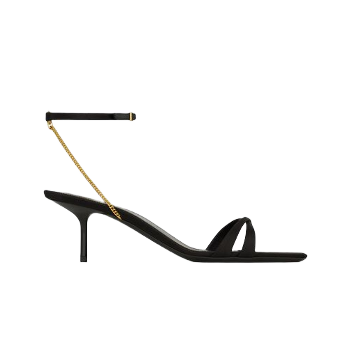 (W) 생로랑 멜로디 샌들 크레페 사틴 블랙((W) Saint Laurent Melody Sandals in Crepe Satin Black) - 1