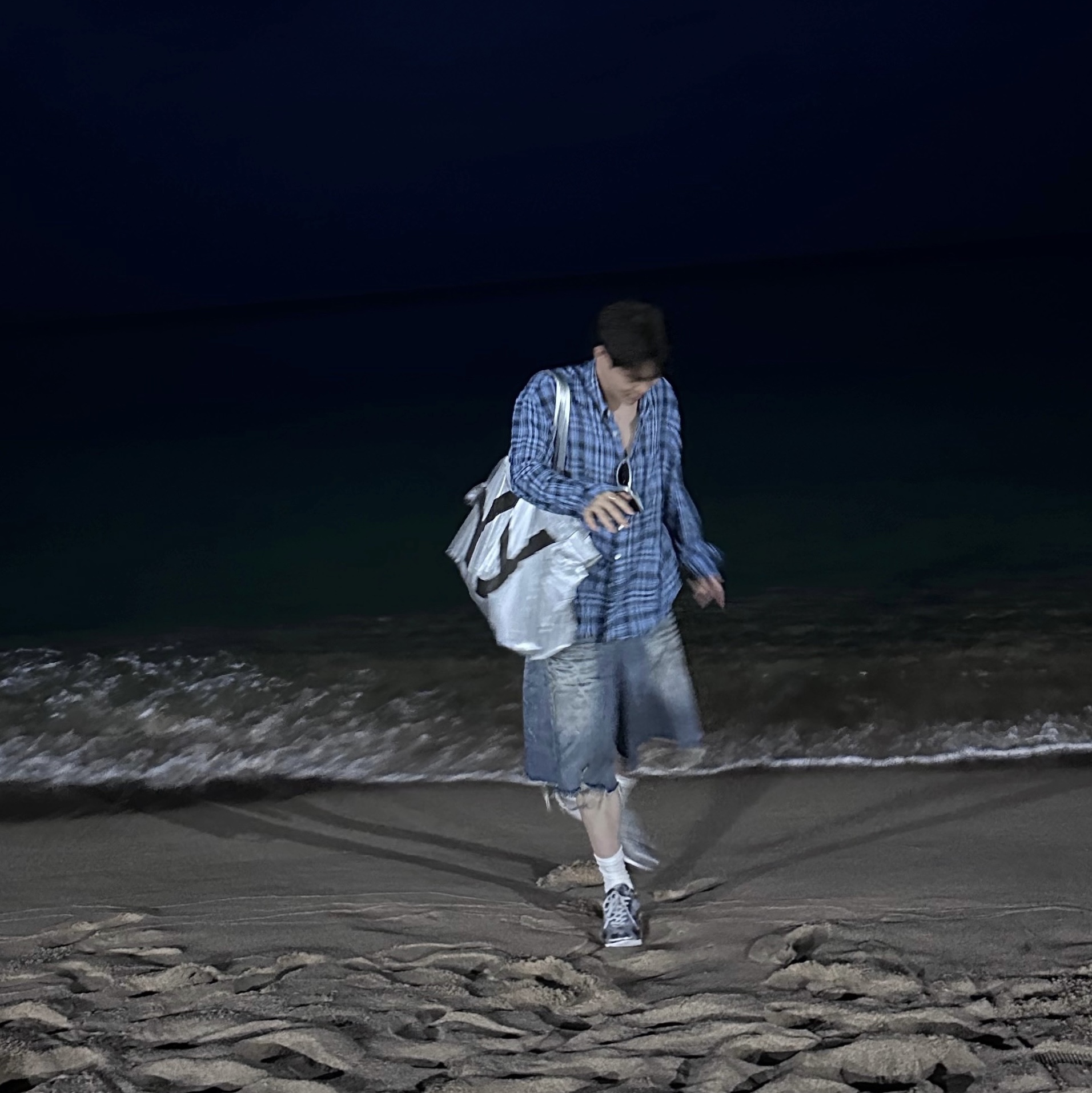 Project G/R Reworked Bermuda Shorts Blue 착용 스타일 - 1