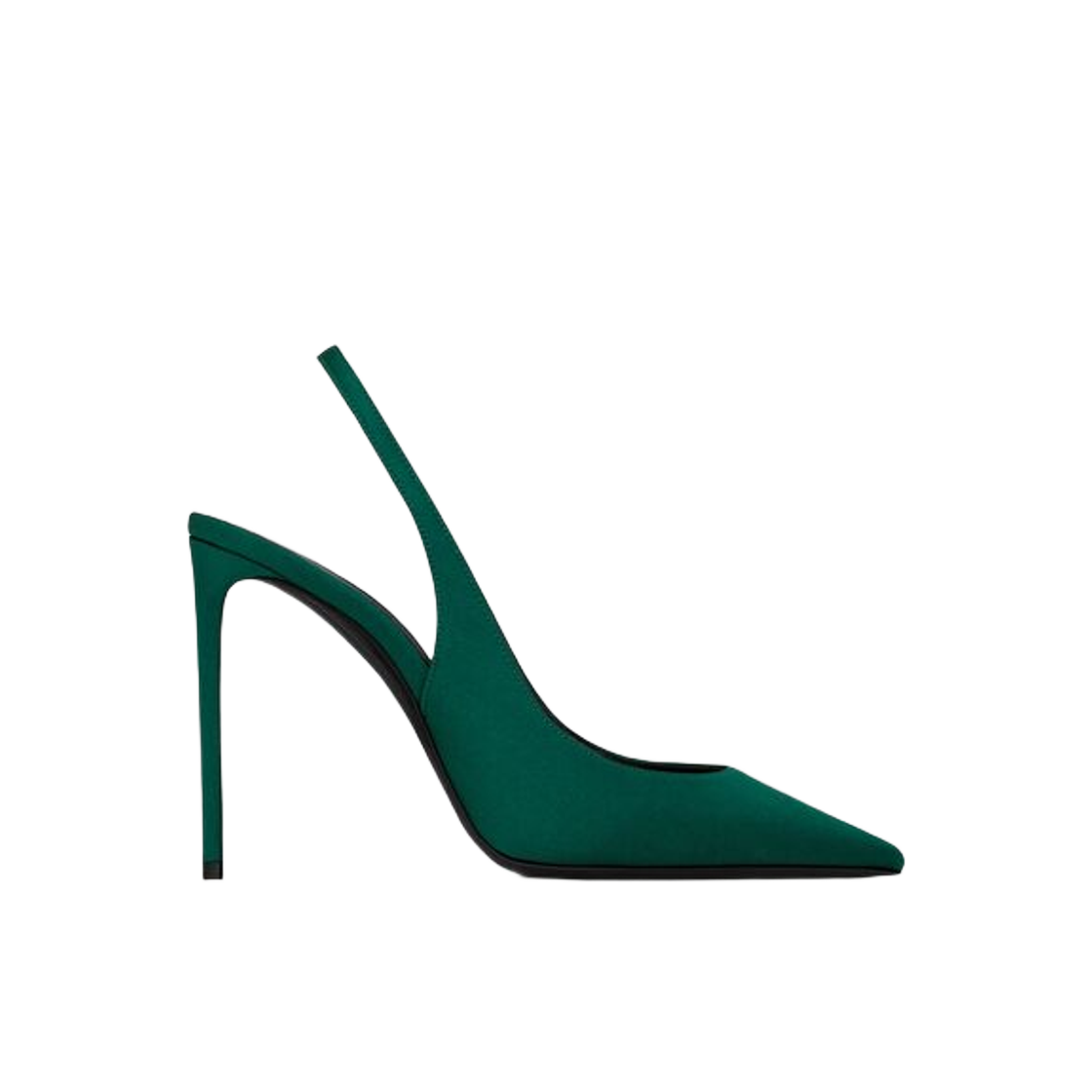 (W) 생로랑 조 슬링백 펌프 크레페 사틴 베르 사핀((W) Saint Laurent Zoe Slingback Pumps In Crepe Satin Vert Sapin) - 1