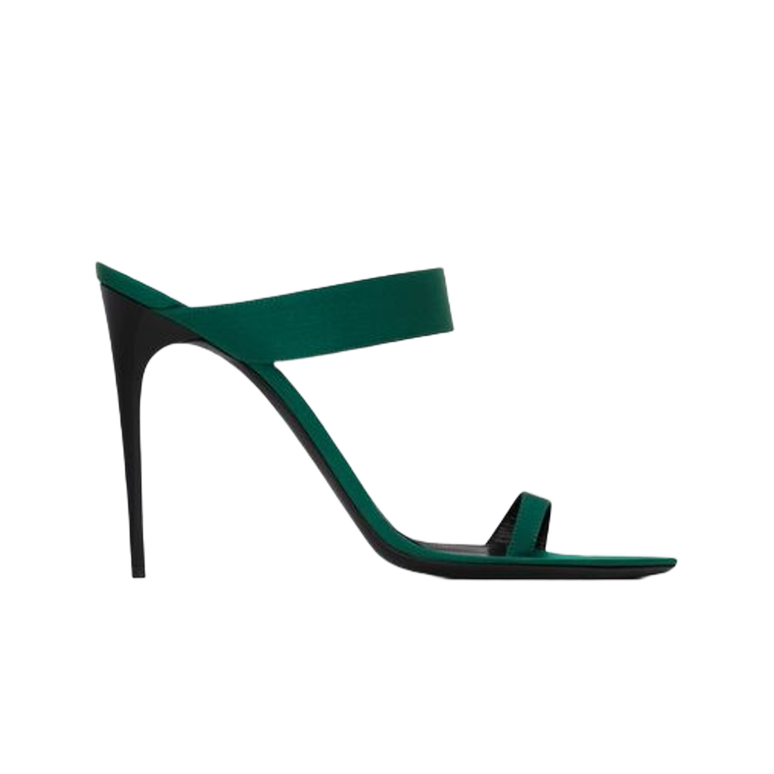 (W) 생로랑 마사 뮬 크레페 사틴 버트 사핀((W) Saint Laurent Martha Mules in Crepe Satin Vert Sapin) - 1