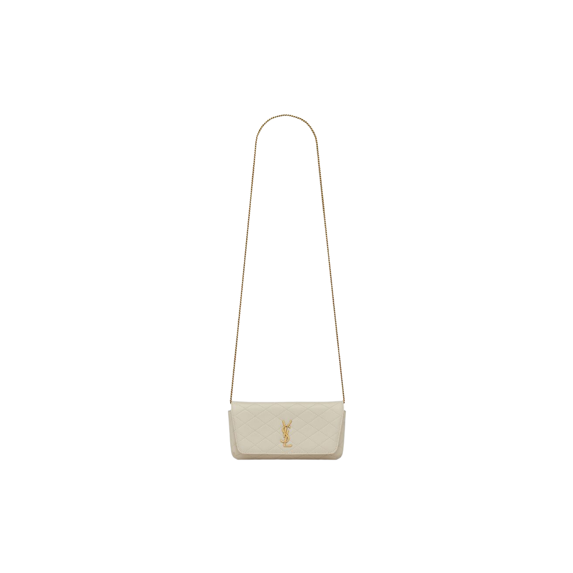 Saint Laurent Gaby Chain Phone Holder in Quilted Lambskin Blanc Vintage 상세 이미지 1