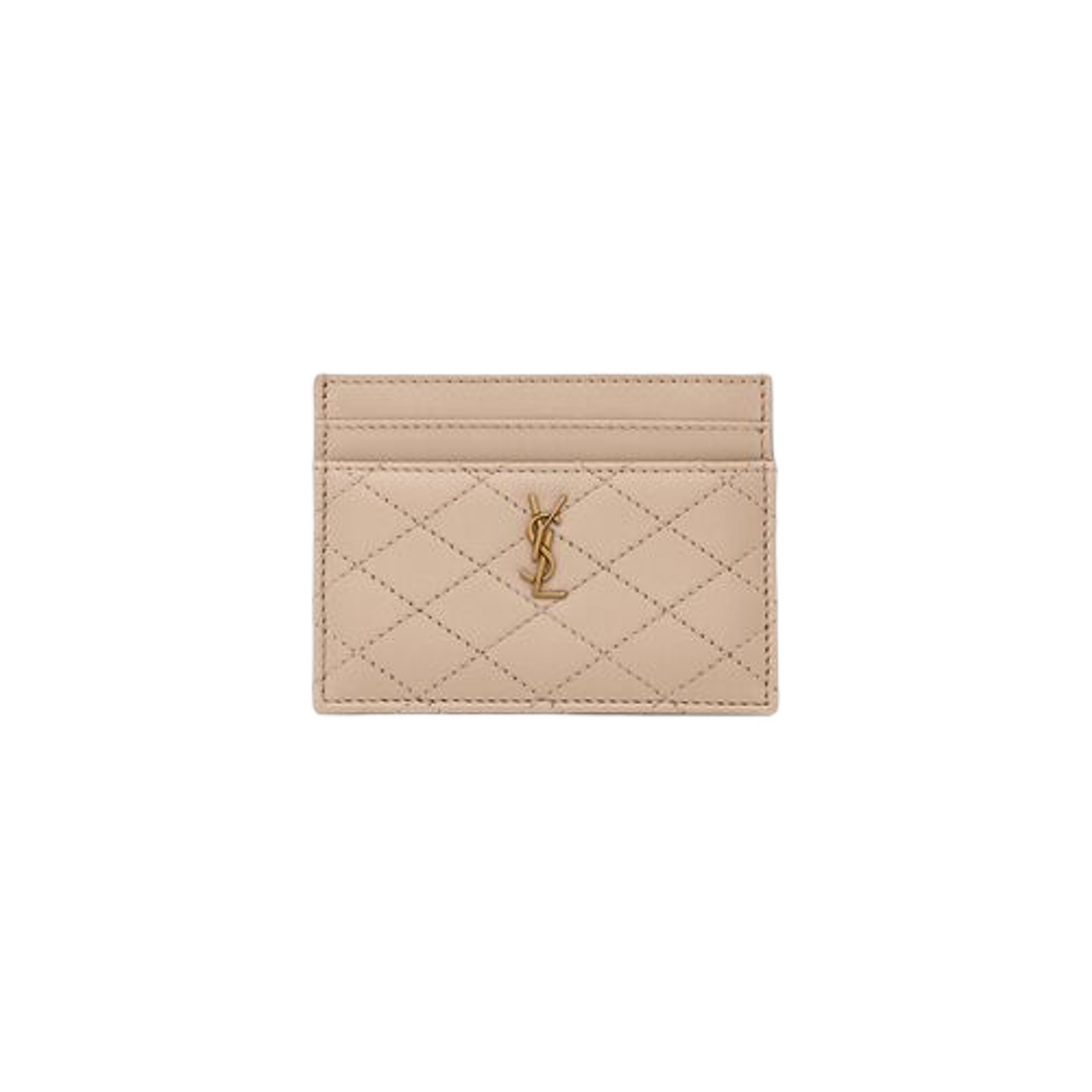 Saint Laurent Gaby Card Case in Quilted Lambskin Dark Beige 상세 이미지 1