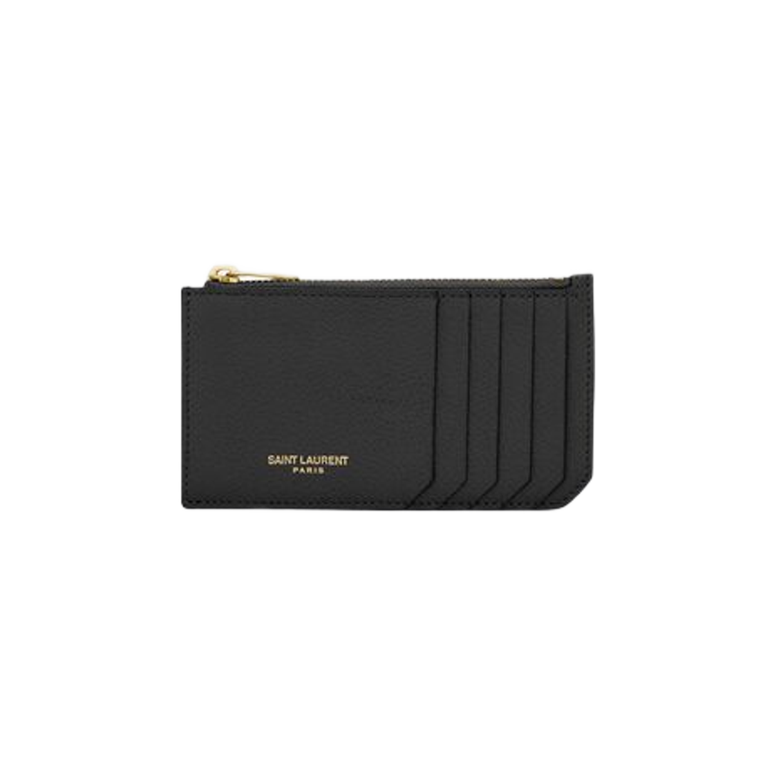 Saint Laurent Saint Laurent Paris Fragments Zipped Card Case in Grained Leather Black 상세 이미지 1