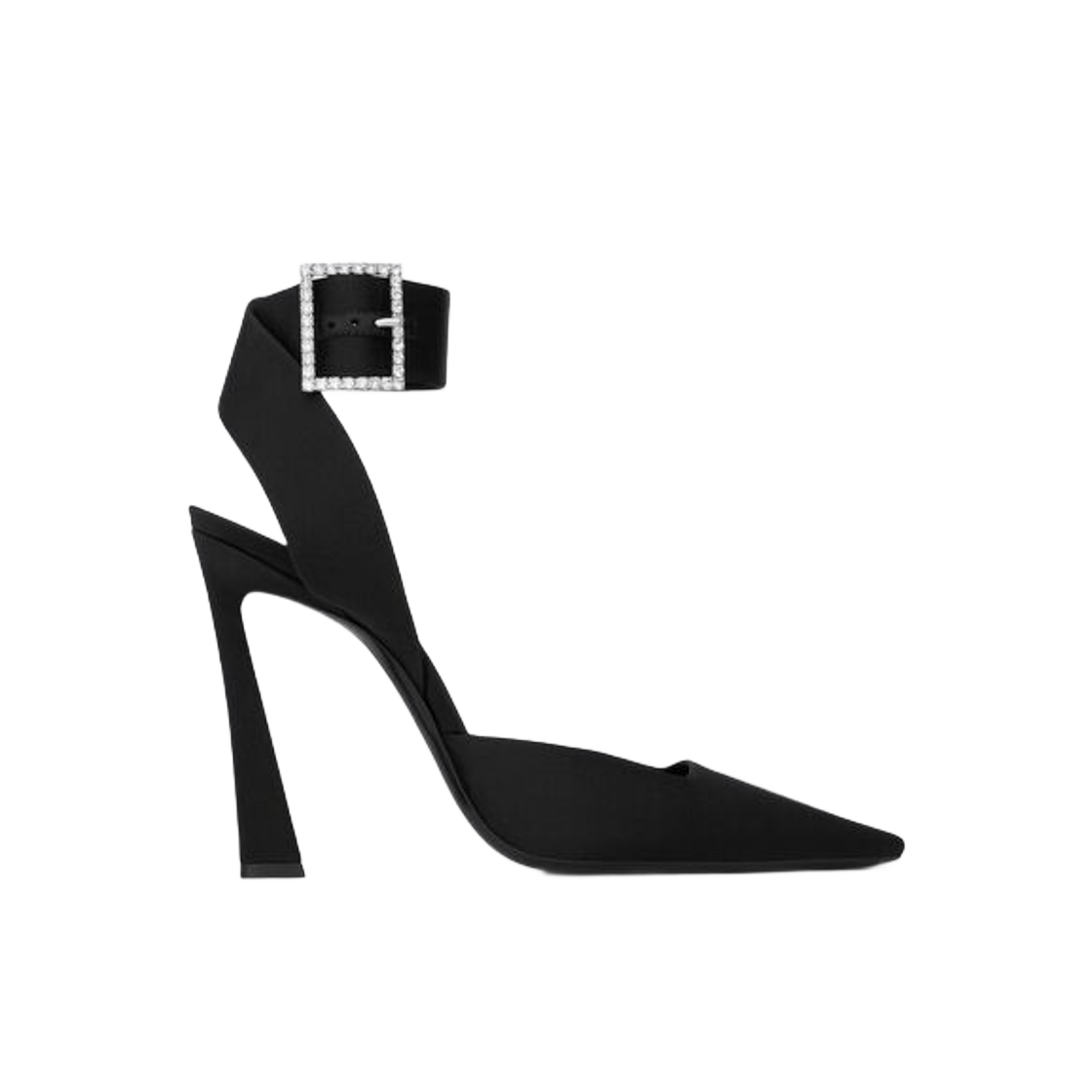 (W) 생로랑 패니 슬링백 펌프 크레페 사틴 블랙((W) Saint Laurent Fanny Slingback Pumps in Crepe Satin Black) - 1
