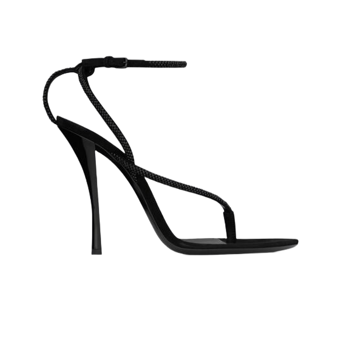(W) 생로랑 나디아 샌들 스웨이드 앤 라인스톤 블랙((W) Saint Laurent Nadja Sandals in Suede and Rhinestones Black) - 1