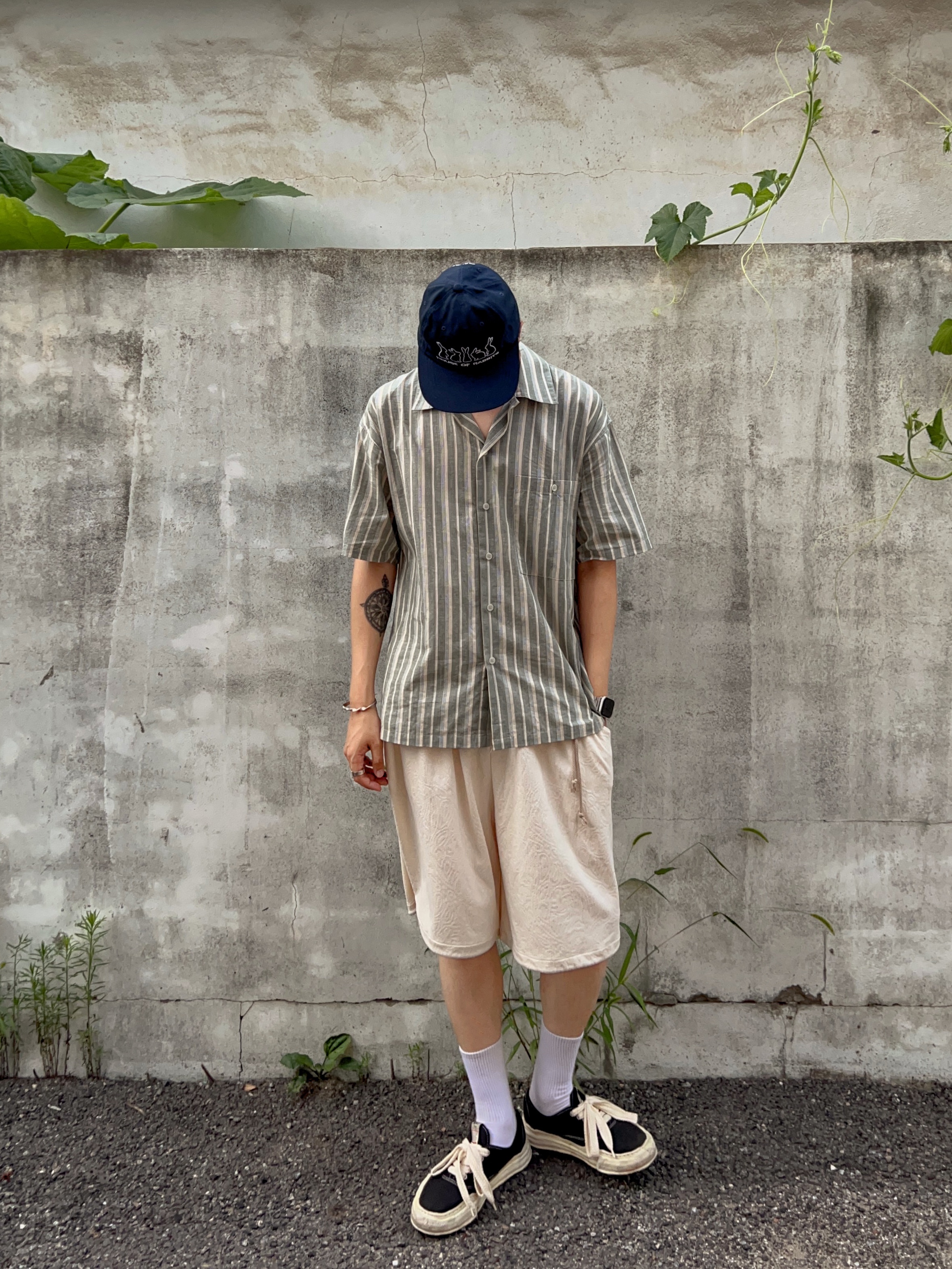 Maison Mihara Yasuhiro Baker OG Sole OD Canvas Low-top Sneakers Black 착용 스타일