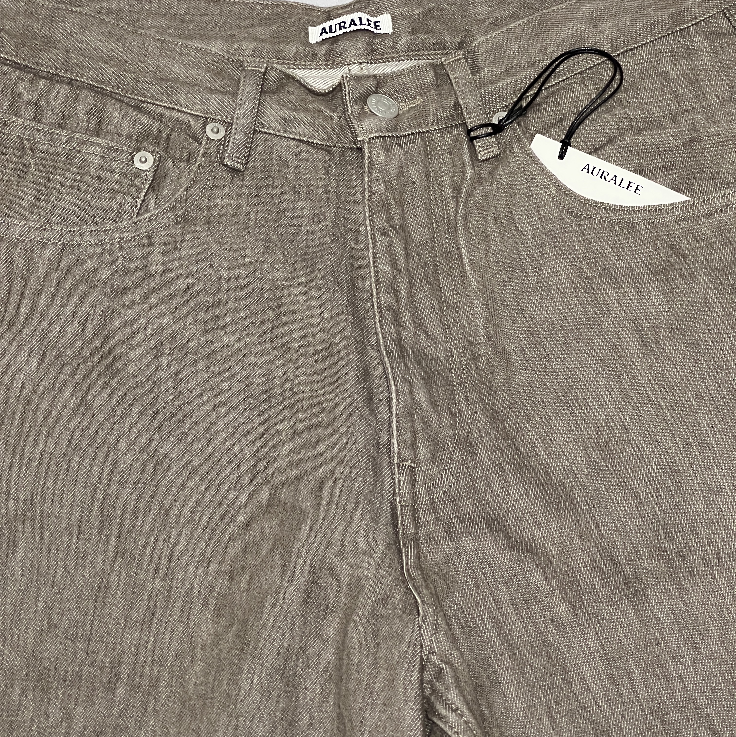 Auralee Hard Twist Faded Brown Denim Wide Pants Mocha Brown - 22SS 착용 스타일 - 3