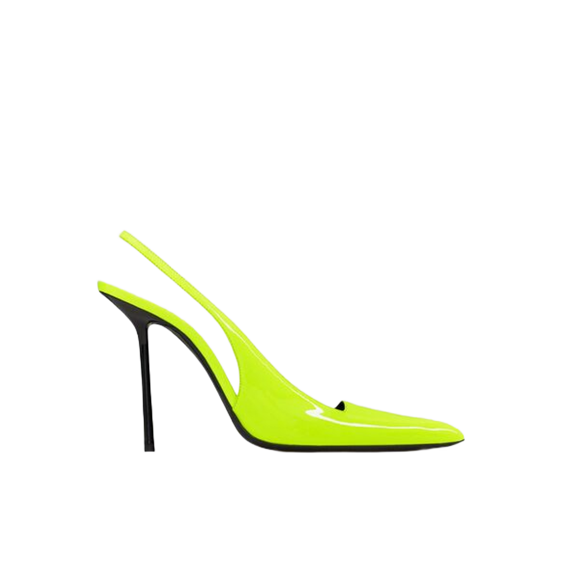 (W) 생로랑 키스 슬링백 펌프 페이턴트 레더 죤 플루오((W) Saint Laurent Kiss Slingback Pumps in Patent Leather Jaune Fluo) - 1