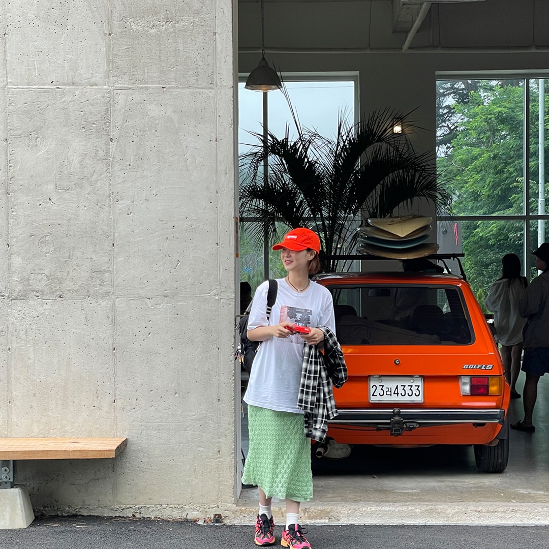 Supreme Washed Chino Twill Camp Cap Orange - 22FW, Asics x Andersson Bell Gel-Sonoma 15-50 Bright Rose Evergreen 착용 스타일 - 4