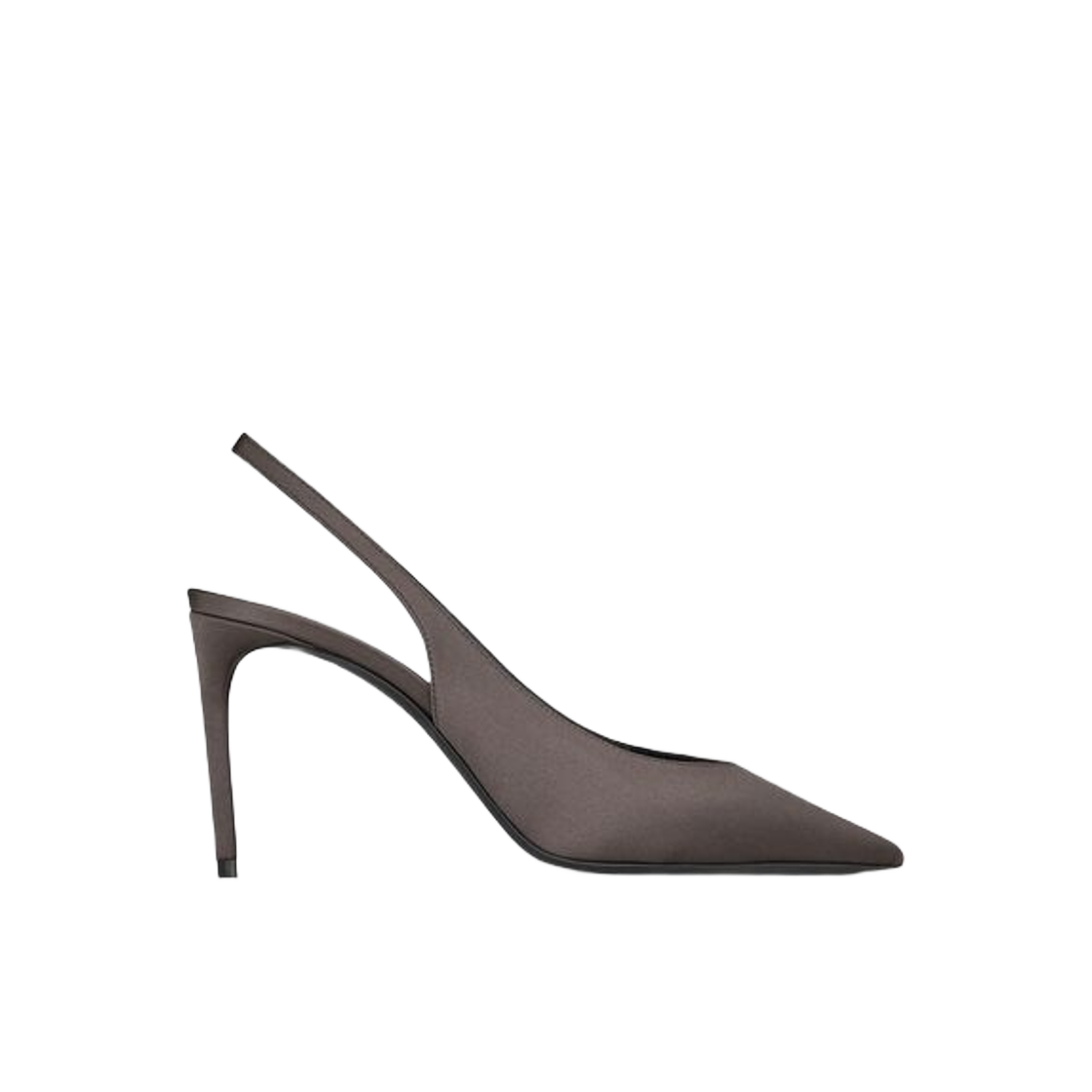 (W) 생로랑 조 슬링백 펌프 실크 사틴 스톰 그레이((W) Saint Laurent Zoe Slingback Pumps in Silk Satin Storm Grey) - 1