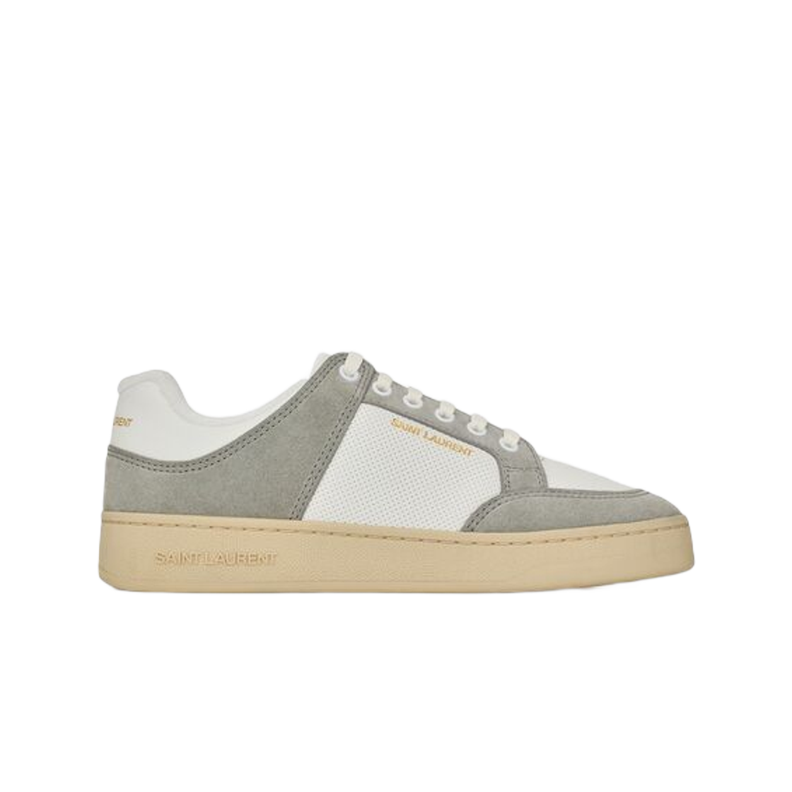 713602-AAB3G-9078 (W) Saint Laurent SL/61 Sneakers in Leather and Suede Blanc Optique and Paris Roof