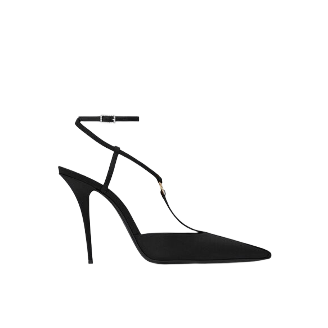 (W) 생로랑 루나 슬링백 펌프스 크레페 사틴 블랙((W) Saint Laurent Luna Slingback Pumps in Crepe Satin Black) - 1