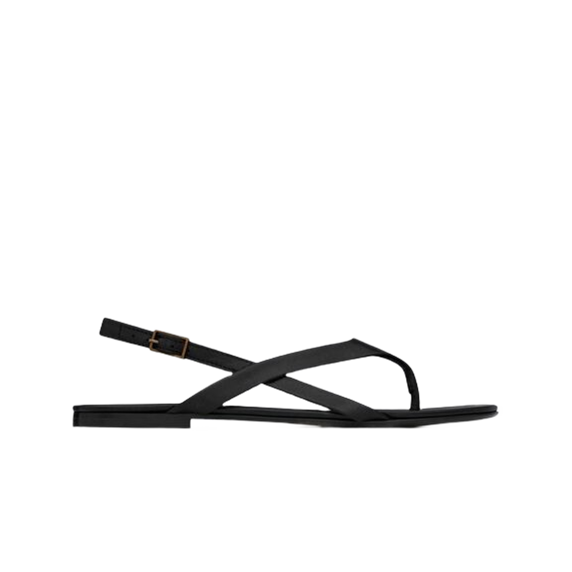 (W) 생로랑 키스 플랫 샌들 스무스 레더 블랙((W) Saint Laurent Keith Flat Sandals in Smooth Leather Black) - 1