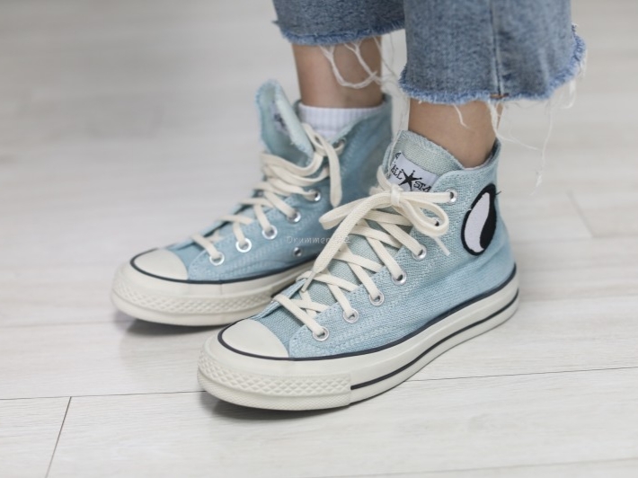 Converse x Stussy x Our Legacy Work Shop Chuck 70 High Pool Blue 착용 스타일