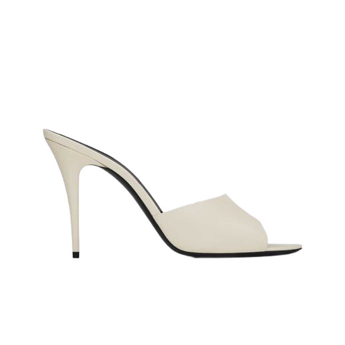(W) 생로랑 라 16 뮬 스무스 레더 펄((W) Saint Laurent La 16 Mules in Smooth Leather Pearl) - 1