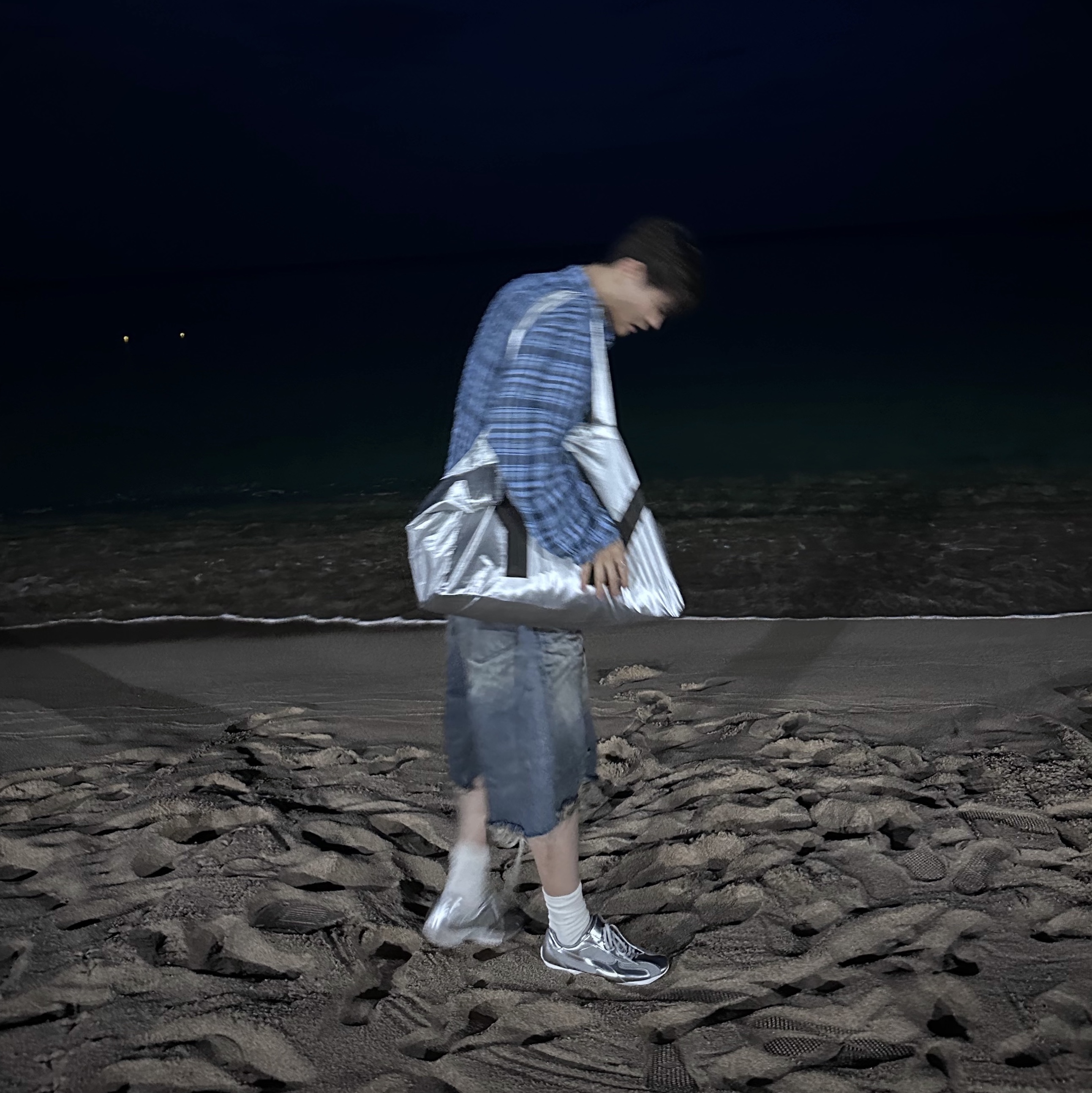 Project G/R Reworked Bermuda Shorts Blue 착용 스타일 - 3