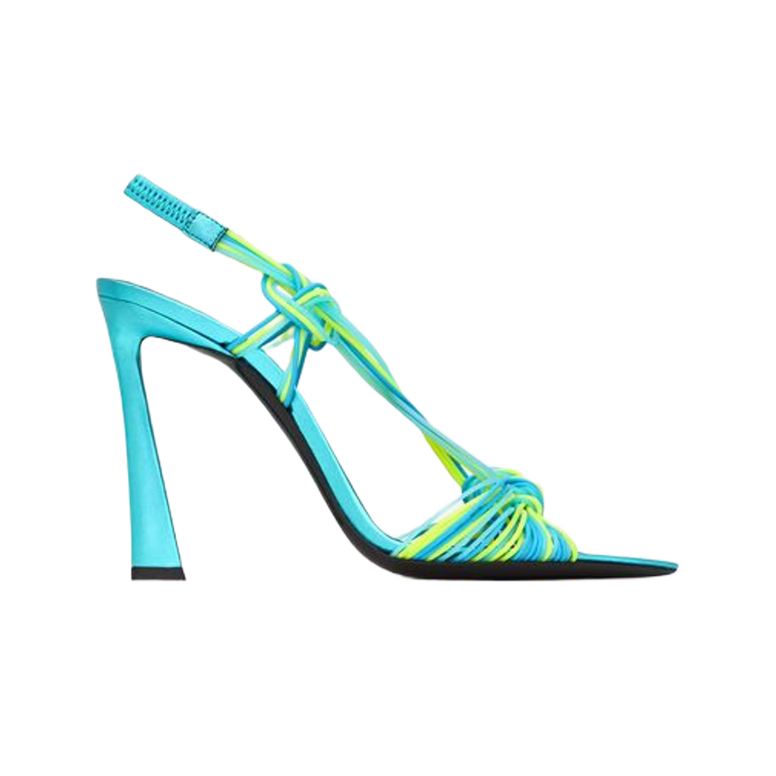 (W) 생로랑 풀 샌들 TPU 앤 메탈라이즈 레더 블루 세룰리언 죤 플루오 셀레스트((W) Saint Laurent Pool Sandals in Tpu and Metallized Leather Blue Cerulean Jaune Fluo Celeste) - 1