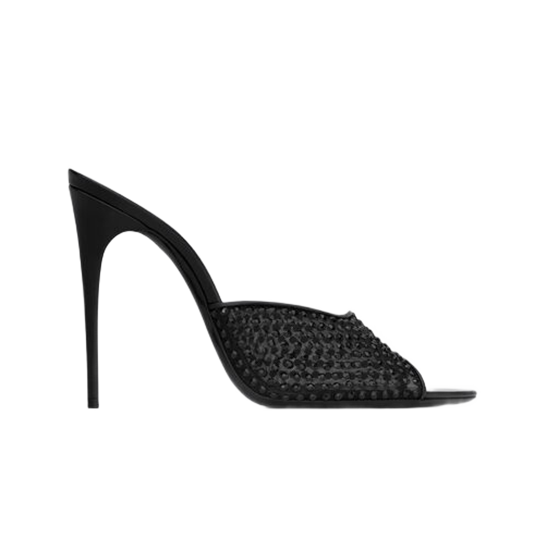 (W) 생로랑 블론드 뮬 라인스톤 메쉬 블랙((W) Saint Laurent Blonde Mules in Rhinestones Mesh Black) - 1