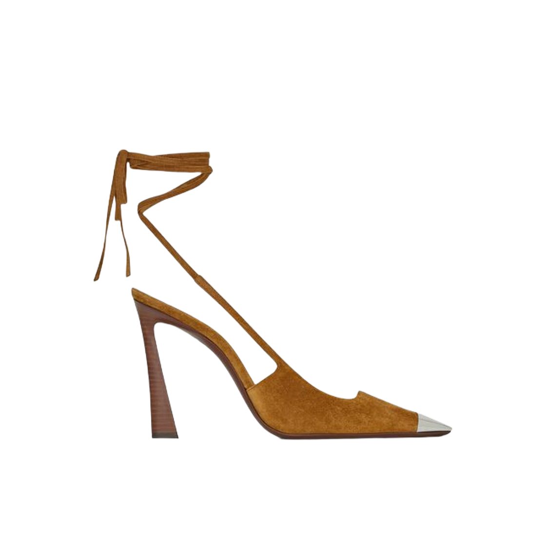 (W) 생로랑 블레이드 슬링백 펌프 스웨이드 오커((W) Saint Laurent Blade Slingback Pumps in Suede Ocre) - 1