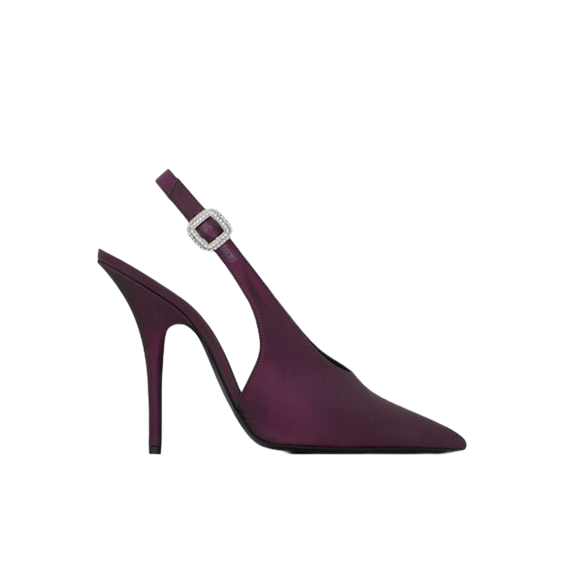 (W) 생로랑 야스민 슬링백 펌프스 섄텅 프룬((W) Saint Laurent Yasmeen Slingback Pumps in Shantung Prune) - 1